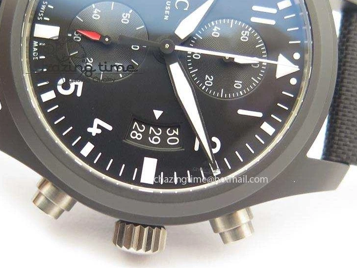 MIROTIME 0321 EasyCare Pilot Chrono IW388001 Real Ceramic ZF 1:1 Best Edition On Black Nylon Strap A 7279